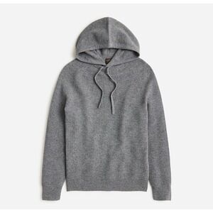 NWT J Crew Mens Cashmere Waffle Hooded Sweater Gray Sweater Size M